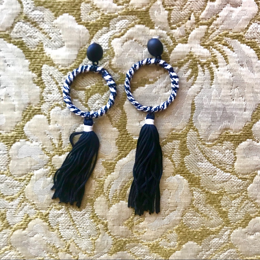 ✨ Black and White Tassel Earrings Super Cute!